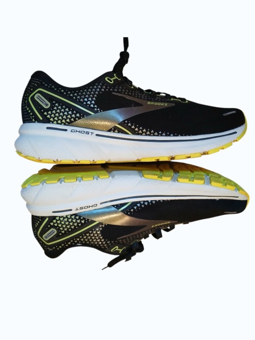 BROOKS GHOST 14 Black & Neon Yellow Running Shoes - Like New - Picture 2 of 12